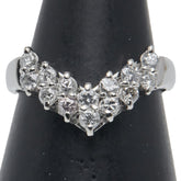 Pt900 プラチナ ダイヤ0.50ct V字 リング 指輪 レディース 11号 【中古】